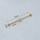 DAIIIBABYYY  -  1PC Industrial Piercing Barbells Jewelry Stainless Steel CZ Heart Ball Pearl Cartilage Helix Earring Body Piercing for Women Men
