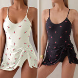 DAIIIBABYYY  -  European and American Floral Skirt One-piece Swimsuit Women's Suspender Backless Swimsuit Sexy Loose Beach Vacation Swimsuit