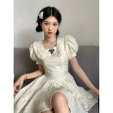 DAIIIBABYYY  -  Kawaii Mini Dress Women Japanese Lolita Bow Lace Patchwork Dresses Summer Party Puff Short Sleeve Bodycon A Line Vestidos