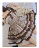 DAIIIBABYYY  -  Japan Harajuku Fashion Lolita Jsk Dress Women Sweet Lace Bow Plaid Princess Dresses Retro Cute Birthday Gift Tea Party Dress