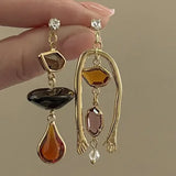 Daiiibabyyy  Elegant Freshwater Pearl Hoop Earrings For Women Luxury Vintage Tassel New Year's Jewelry Accessories