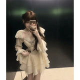 DAIIIBABYYY  -  Autumn Fashion New French Rich Heiress Xiaoxiang Sweet Princess Style Cake Dress Slimming Dress