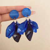Daiiibabyyy  New Fashion Red Acrylic Rose Flower Pendant Earrings For Women Elegant Big Petal Temperament Earrings Wedding Jewelry Gifts