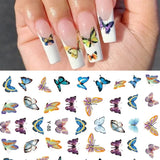 Daiiibabyyy New Holographic Butterfly Stickers Blue Nail Sticker Decals Self-adhesive Design Stickers Ins Style Manicure Nail Art Decoration