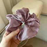 DAIIIBABYYY  -  Summer Purple Polka Dot Mesh Satin Scrunchies Temperament Large Elastic Hair Bands Makeup Ponytail Holder Sweet Hair Tie Ropes