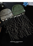 Daiiibabyyy  Unique Design Hand Crochet Hollow Beanie Women Summer Breathable Long Tassel Decor Vibe Knitted Skull Knitted Cap