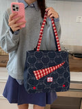 Daiiibabyyy  Contrast Plaid Bags for Woman Underarm Shoulder Bag Apple Pattern Bolsos mujer Tote Sac Femme Commuter Bolsas Youth Bolsa
