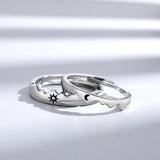 Daiiibabyyy  2Pcs Sun Moon Lover Couple Rings For Women Men Silver Color Adjustable Open Finger Ring Wedding Jewelry Valentine's Day Gifts