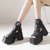 Daiiibabyyy  Fashion Women's Shoes Peep Toe Women's Sandals Summer Platform High Heels Sandals Casual High Top Solid Shoes Zapatos Mujer
