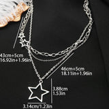 DAIIIBABYYY  -  Y2K Silver Color Hip Hop Cool Women Shiny Cubic Zirconia Pendant Multi-Layered Necklace Fashion Simple Temperament Trend Jewelry