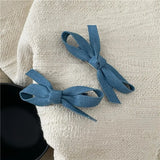 DAIIIBABYYY  -  Fashion Personality Denim Blue Fabric Bow Barrettes a Pair of Hairclips Side Shredded Hair Bangs Clip Duckbill Clip New
