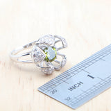 Daiiibabyyy Bridal Silver 925 Round Olive Zircon Jewelry Sets Rings Bracelets Pendant Earrings Necklace Set For Women Wedding Jewellery