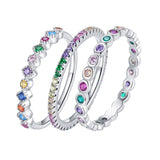Daiiibabyyy  Slim Dainty Pinky Thin Rings for Women Simple Silver Color Multicolor Zircon Finger Ring Accessories Fashion Y2k Jewelry KCR039