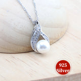 Daiiibabyyy Silver 925 Pearl Jewelry Sets Bridal Wedding White Zircon Rings Earrings Pendant Necklace Bracelets Set