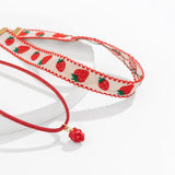 DAIIIBABYYY  -  Gothic Cute Strawberry Korean Velvet Choker Exquisite Small Strawberry Pendant Lock Bone Necklace Trend Y2K Jewelry