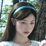Daiiibabyyy  1PC Women's Autumn Winter Daily Teal Satin Headband Minimalist Fashion Hair Accessory Stylish Daily Hair Decoration