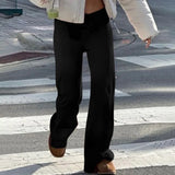 Daiiibabyyy  Casual Striped Pants Draped Floor-Length Women Autumn All-season Multiple Styles High Waist Tie Straight Comfortable Home Pants