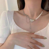 Daiiibabyyy  New Korean Butterfly Choker Necklace For Women Ladies Exquisite Love Heart Clavicle Chain Necklace Jewelry Gift