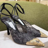 Daiiibabyyy  Fashion Women's Shoes Sexy Lace High Heeled Sandals for Woman French Style Romantic Casual Shoes Designer Shoes Sandalias Mujer