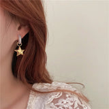 Daiiibabyyy Asymmetric Metal Crystal Pendant Earrings European American Style Personalized Fashion Stud Earrings Ladies Travel Accessories