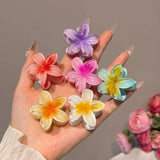 Daiiibabyyy Gradient 8cm Large Flower Acrylic Hair Clip for Women Sweet Hairpins Hair Claws Crab Clamp Barrettes Hawaiian Hair Accessories