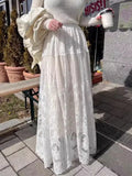 DAIIIBABYYY  -  Korean Chic Skirts Spring Gentle Temperament Long Skirt Embroidery Hook Flower High Waist Skirt Thin Lace Female Falda