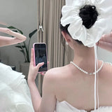Daiiibabyyy  Handmade white satin bow hair band bridal wedding French retro wedding dress photo disc hair accessories