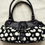 Daiiibabyyy  Retro Y2k Polka Dot Motorcycle Underarm Bag Stylish Women's Belt Buckle Design Shoulder Bag Niche Rivet Patchwork Design Handbag