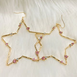 Daiiibabyyy  Y2K Accessories Rainbow Crystal Star Big Earrings Korean Fashion Earrings for Women Punk Jewelry Egirl Earrings Bohemia Cute