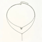 Daiiibabyyy Harajuku Wind Street Shooting Hundred Match Double Layer Necklace Women Ins Korean Version Simple Birthday Gift Collarbone Chain