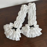 DAIIIBABYYY  -  Lolita Jk Lace Fingerless Gloves Women Bow Kawaii White Lace Sleeve Cover Ballet Strap Y2K Cosplay JK Clothing Accessories
