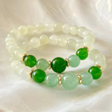 DAIIIBABYYY  - One Piece Fashion Exquisite Health Lovers Couple Geometry Natural Stone Green Colour Beaded Bracelet Woman Party Gift Daily