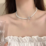 Daiiibabyyy  Retro double-layer pearl necklace light luxury literary niche design high-end sense pendant collarbone high-end neck chain