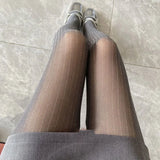 Daiiibabyyy  New Sexy Angola Red Pantyhose Women Girl Retro Style Coffee Sheer Silver-streaked Boots Stockings Uniform Shiny Slimming Tights