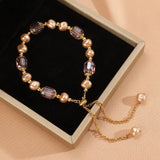 DAIIIBABYYY  -  Pink Irregular Imitation Baroque Pearl Chain Bracelets for Women Purple Crystal Beaded Adjustable Bracelets Bangles Hand Jewelry