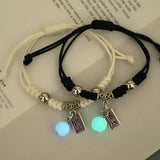 DAIIIBABYYY  -  2pc Luminous Cat Star Moon Cross Charms Bracelet Set Couple Adjustable Woven Rope Friendship Bracelet For Women Men Jewelry Gift