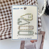 Daiiibabyyy  Retro Morandi Plaid BB Hair Clips Korean Style Early Autumn Daily Side Bang Clip Nape Baby HairClips for Women and Girls 1 Set