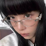 DAIIIBABYYY  -  New Rhinestone Diamonds Sunglasses Bling Shades New Fashion Small Metal Oval Women Men Fashion Eyeglasses Frames Unisex 2024