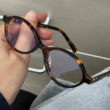 DAIIIBABYYY  -  Y2K Girls Retro Oval Frame Glasses Women Female Leopard Cool Eyewear Trend Brand Reading Computer Anti Blue Light Eyeglasses