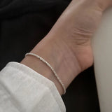 Daiiibabyyy  Punk Silver Color Spliced Heart Bracelet for Women Men Simple Adjustable Metal Bead Rope Chain Bracelet Couple Jewelry Gift New