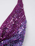 Daiiibabyyy  Women s Sparkling Sequin Embellished Halter Neck Sleeveless Tank Top with Stylish Open Back Design for Summer