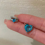 DAIIIBABYYY  -  New Trending Heart Zircon Double-Layer Ear Cuff No Piercing Earring Unique Metal Blue Crystal Rings for Women Y2K Jewelry Sets