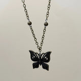 DAIIIBABYYY  -  Retro distressed butterfly necklace multi-layer stacking female niche design clavicle necklace