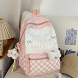 Daiiibabyyy  All Match High-capacity Backpack Women Students Travel Schoolbag Sweet Y2k Aesthetic Letter Print Dots Plaid Patchwork Backpacks