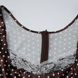 Daiiibabyyy  Women Lace Trimmed Patchwork Floral Polka Dot Camisole Dress Mature And Elegant Short Skirt Suitable For Beach Vacation Dating