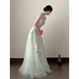 Daiiibabyyy  Korea Simple Spaghetti Strap Wedding Dress Photoshoot A Line Square Collar Bridal Gown Long Party Evening Dresses Customized