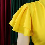 DAIIIBABYYY  -  Women 2 Pieces Skirts Sets Solid Blouse Short Sleeve Deep V Neck & Long SKirts Loose Floor Length Elegant Birthday Party Clothes