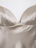 Daiiibabyyy  Backless Suspenders Heart Shaped Collar Satin Textured Top Women's Summer Gentle Temperament Solid Color Self Cultivation Sling