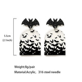 Daiiibabyyy Scattered Black Bat Earrings for Women Fall Spooky Halloween Jewelry Clear Round Heart Teardrop Acrylic Earring Gothic Gifts