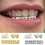 Daiiibabyyy  Hip-Hop Hollow-Out & Star Teeth Grills - 14K Golden Plated Copper, Y2K Gothic Style, Unisex for  Daily Durable Teeth Grills